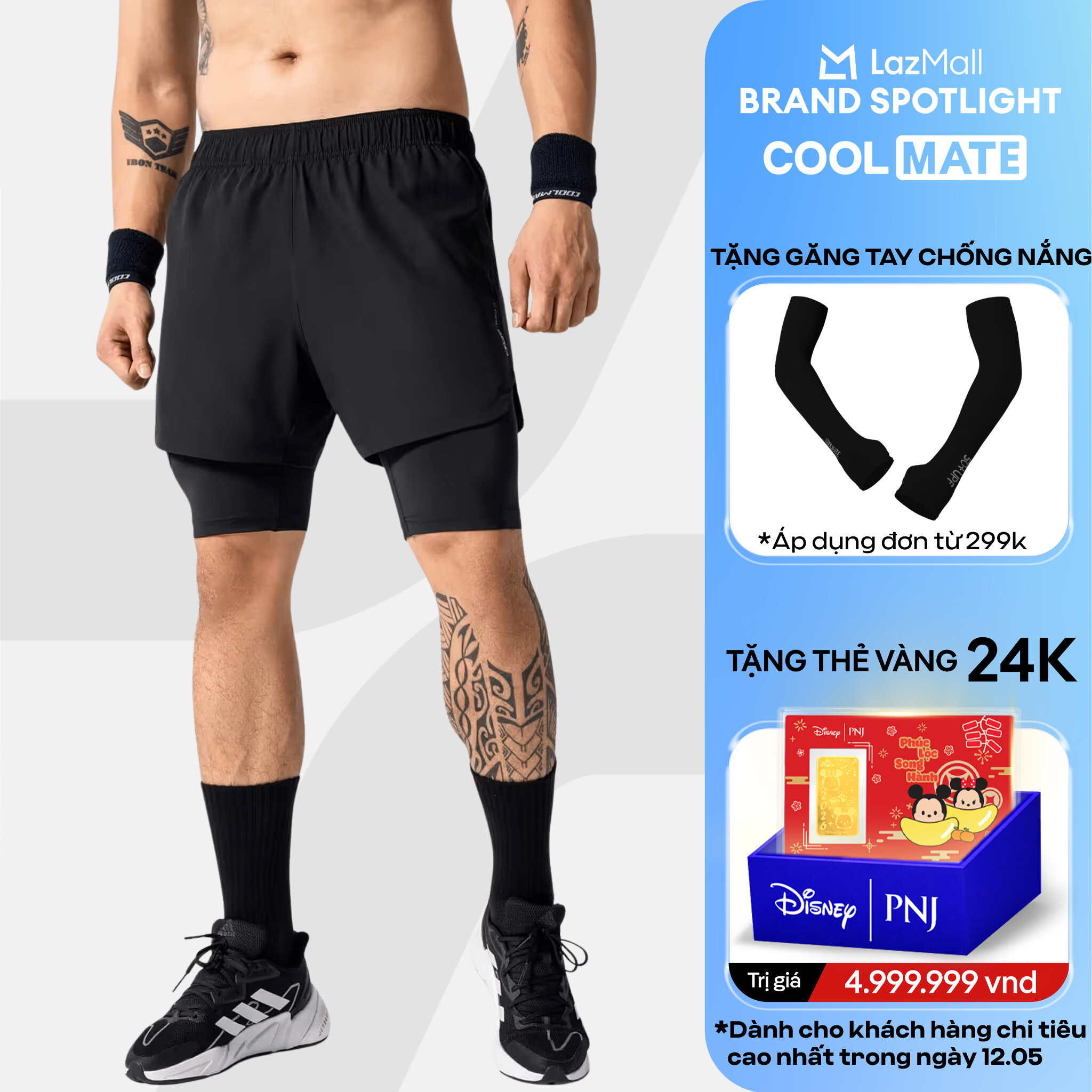 [DUY NHẤT 12.05 TẶNG QUÀ ĐƠN TỪ 299K]Quần Short thể thao nam Gym Power 2 lớp co giãn, thấm hút, nhanh khô Coolmate