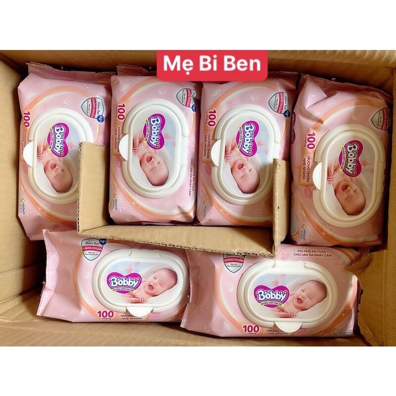 [Chính Hãng] Khăn Ướt Bobby Không Mùi/Có Mùi 80/100 Miếng