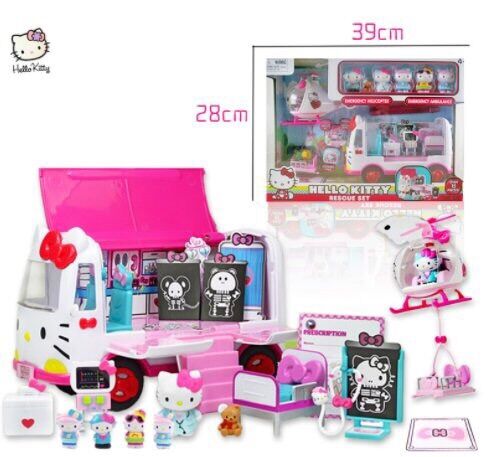 Set Hello Kitty xe bus và máy bay trực thăng