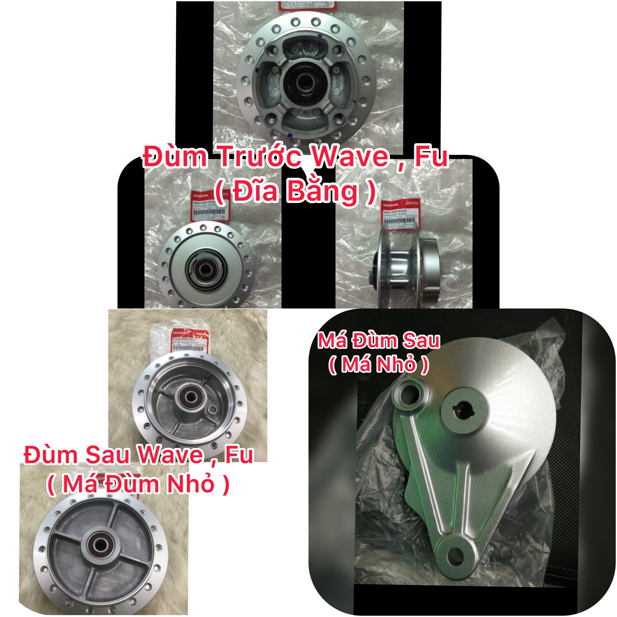 Đùm trước , đùm sau , má đùm wave 110 , fu 125