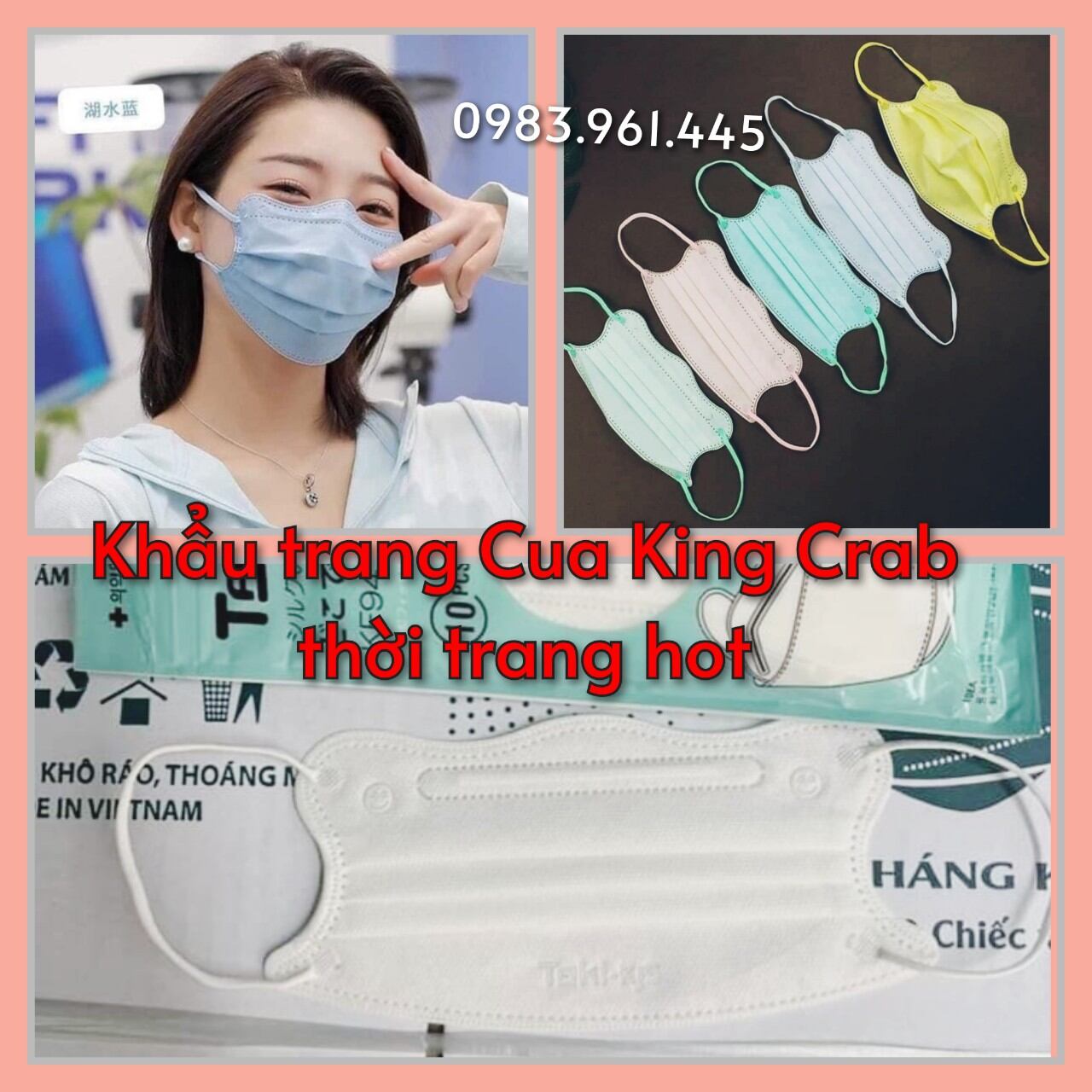 Khẩu trang Cua King Crab 4 lớp thời trang siêu hot (gói 10 cái)