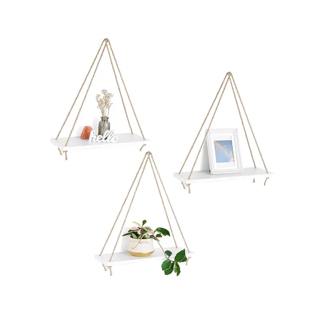 Kệ treo tường bằng dây thừng macramé gỗ dày 17ly