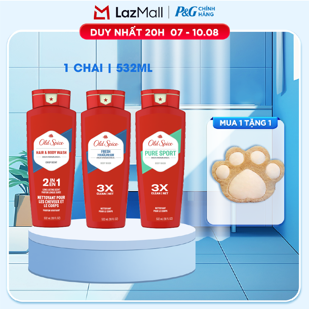 Sữa Tắm OLD SPICE Nhập Khẩu Mỹ Hương Pure Sport/ Tươi mát/ 2IN1 High Endurance Chai 532ML