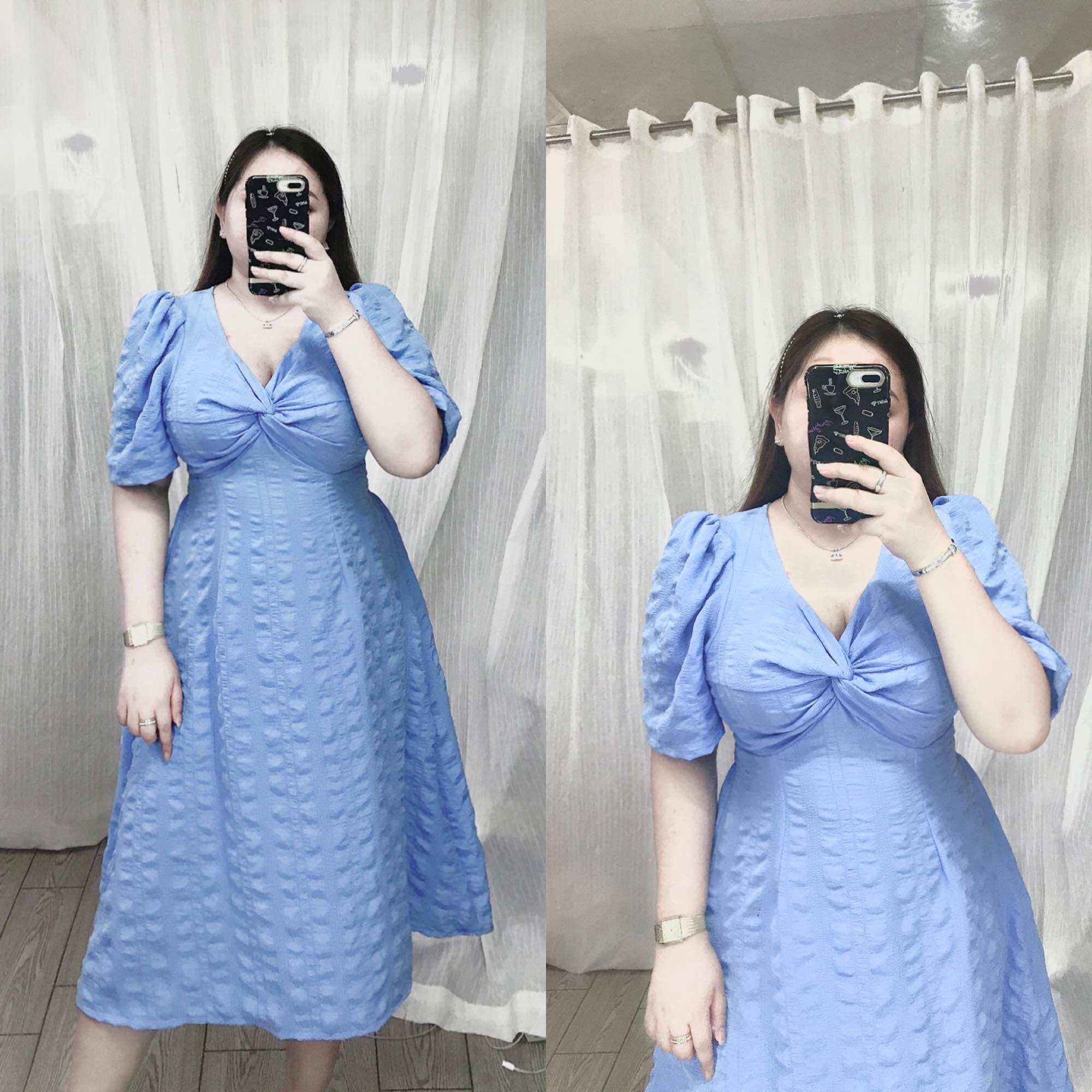 [Bigsize 65-85kg] Đầm xốp chéo ngực