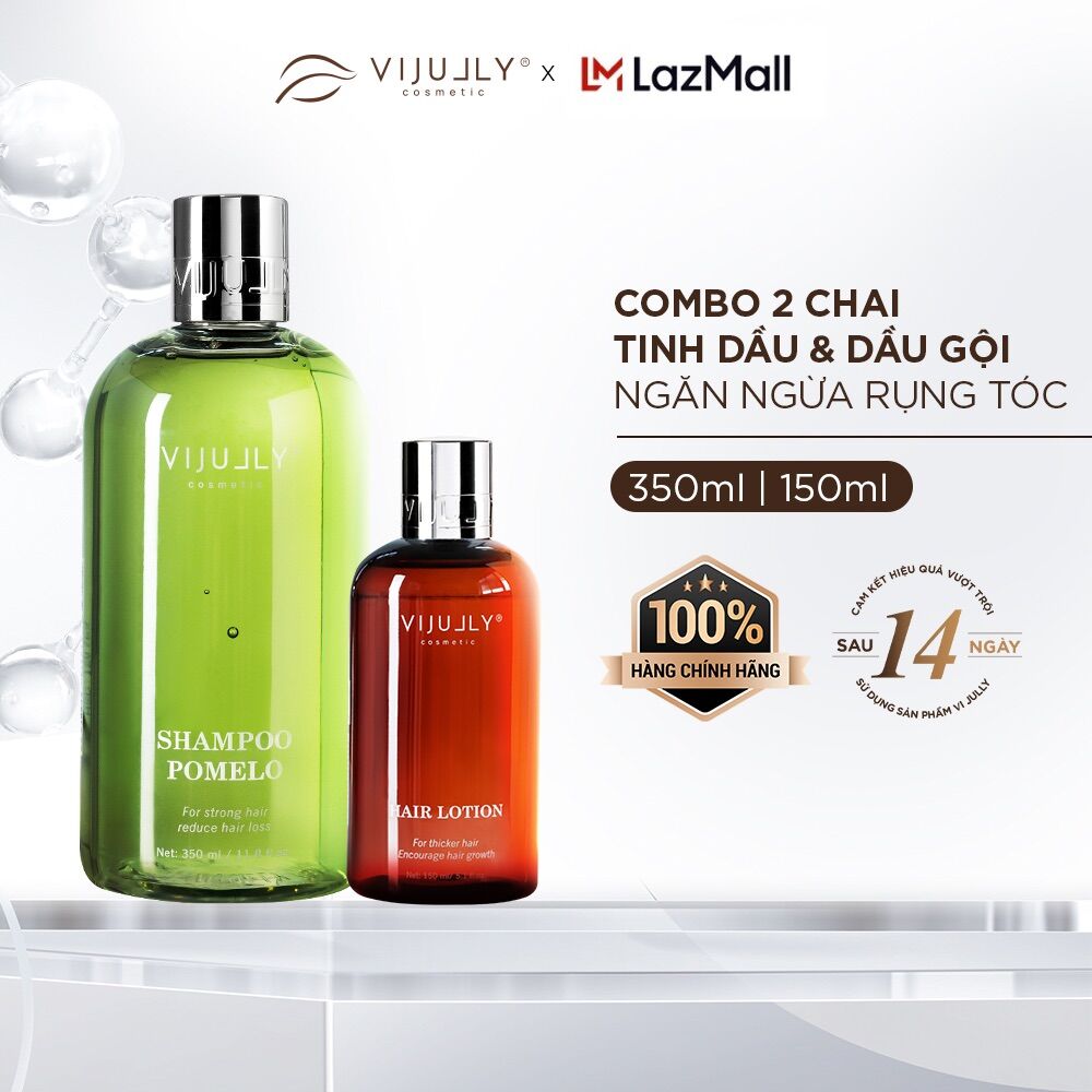 Bộ gội xịt ngăn rụng - kích mọc tóc vijully dầu gội bưởi và xịt tinh dầu bưởi