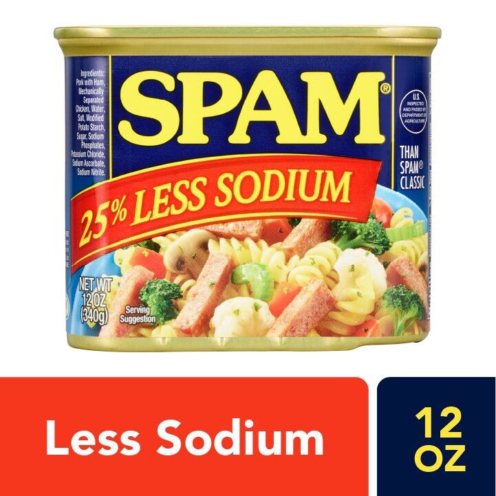 Thịt hộp Spam giảm muối 25% less sodium 340g