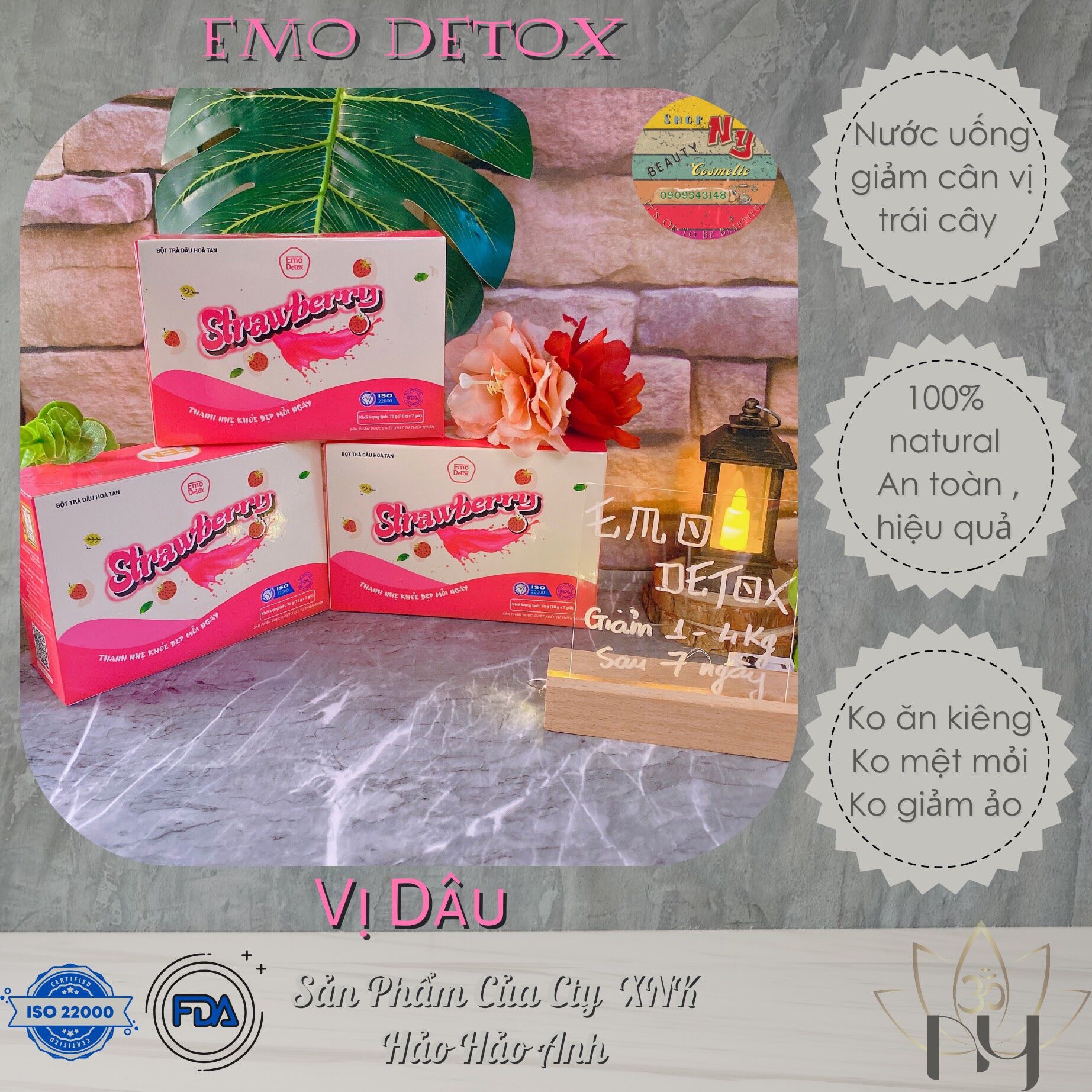 Nước giảm cân , giảm mỡ bụng vị dâu emo strawberry - emo detox