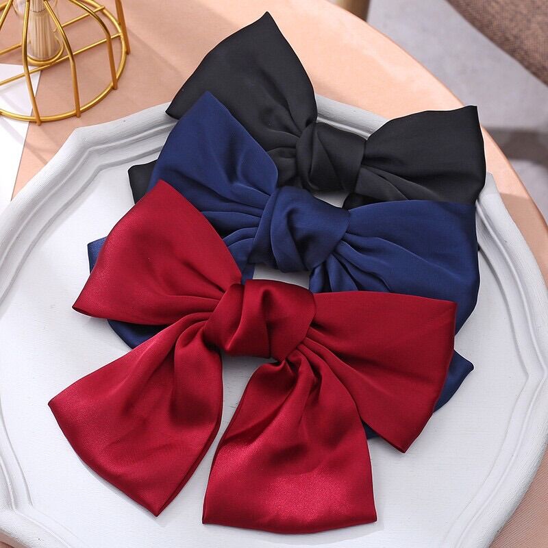 Nơ Kẹp Tóc Hình Nơ Xinh Bảng To đủ màu Handmade (hình thật)