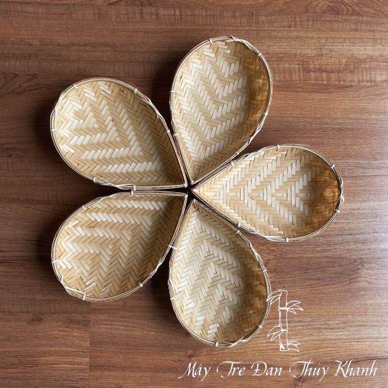 Set 5 chiếc mẹt tre hình lá mẹt tre giọt nước