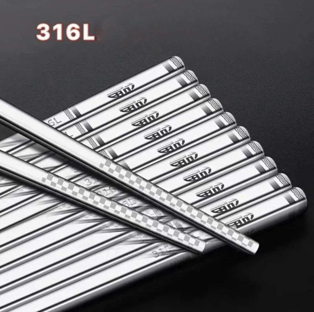 Set 5 đôi đũa inox 304/316 cao cấp có hộp