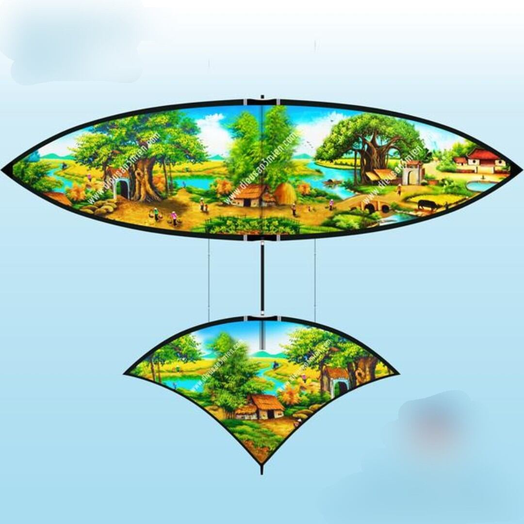 Áo diều in 3D 1m80 vải caro đồng quê