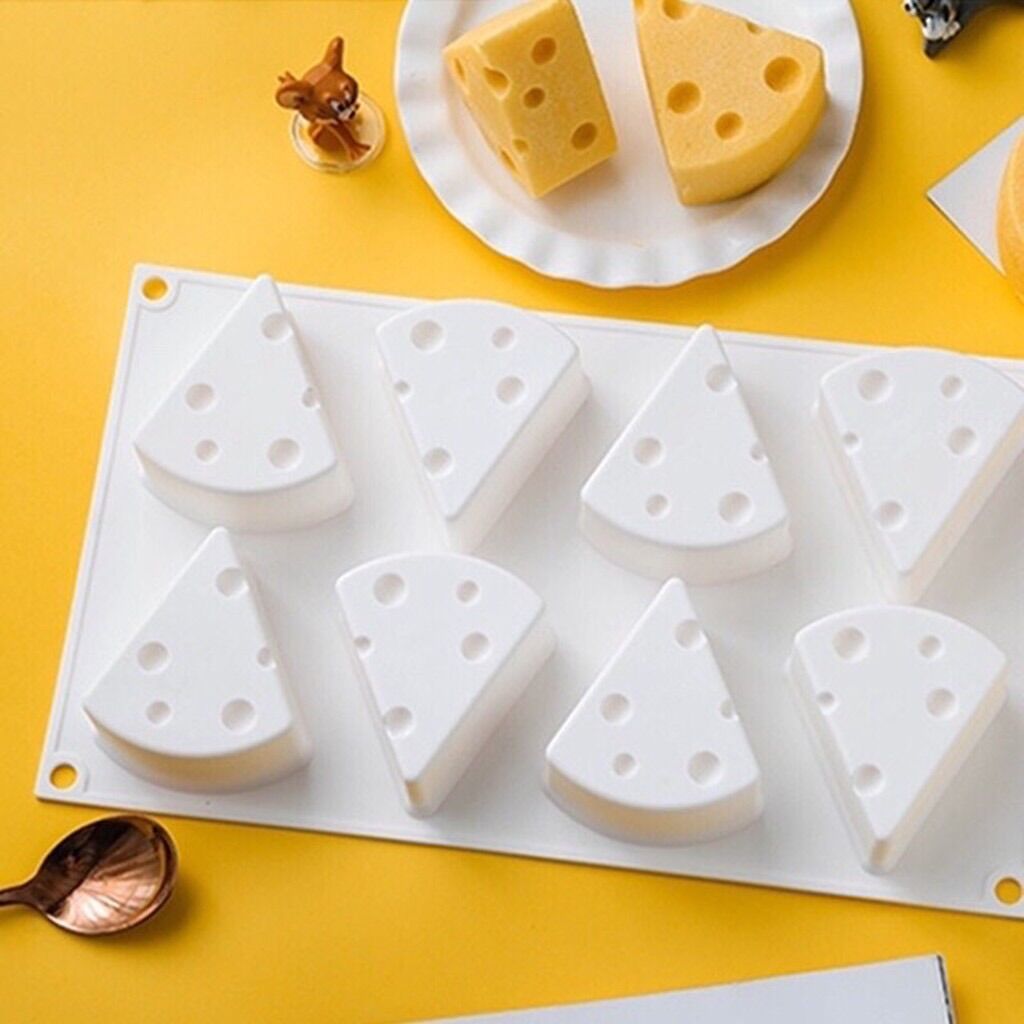 Khuôn Silicon làm bánh, thạch , pudding hình phô mai 8 miếng