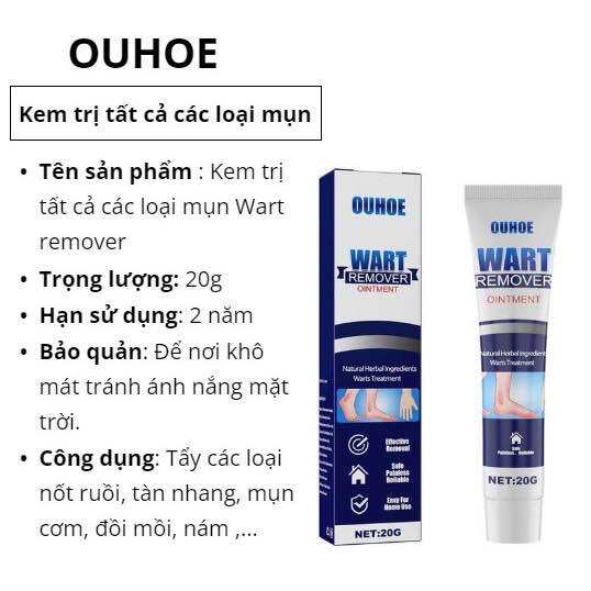 OUHOE WART REMOVER Kem Tẩy Mụn Thịt Mụn Ruồi Chính Hãng Nhập Khẩu USA