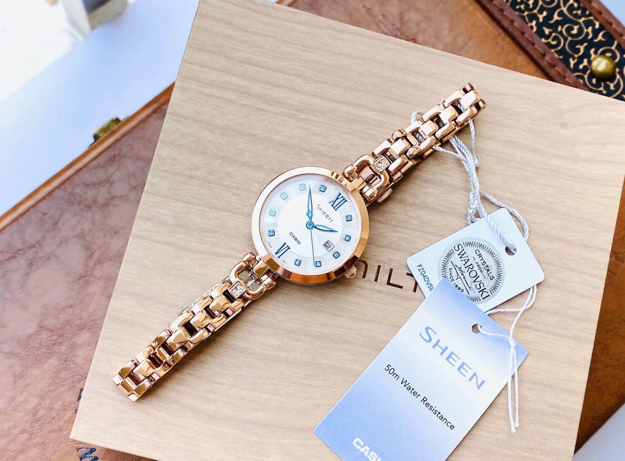 [HCM]Đồng hồ nữ Casio Sheen SHE-4055PG-7A xinh xắn