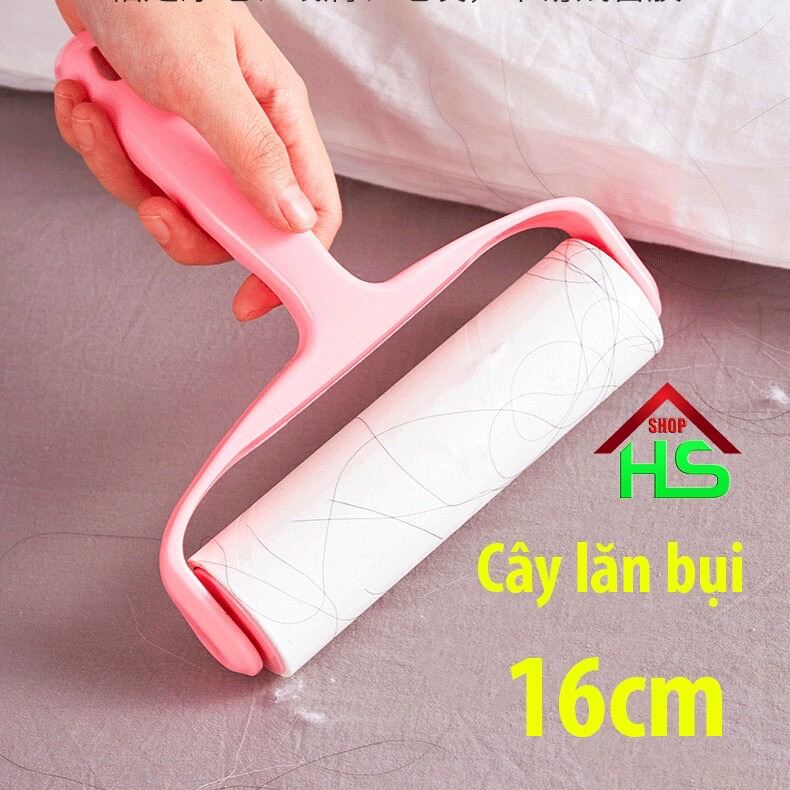 Cây lăn bụi quần áo, chăn màn, lông chó mèo 16cm - sử dụng lõi giấy dạng con lăn bụi, dùng để lăn dính, xé từng lớp lăn đk các thứ dính trên ga giường