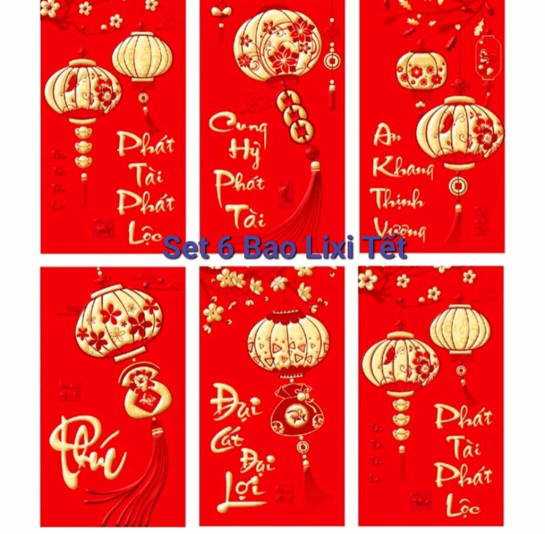 Set 6 bao lì xì tết nguyên đán 2023