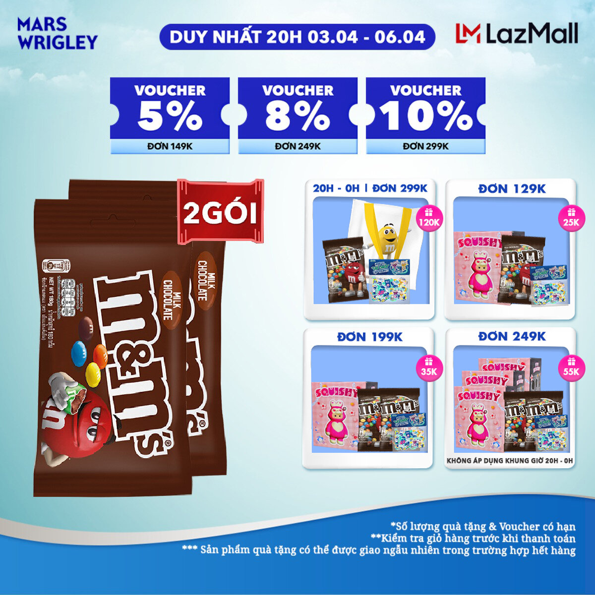 Combo 2 gói kẹo sô cô la sữa M&M'S gói 180g
