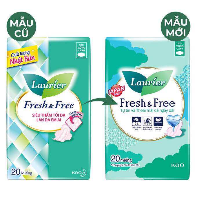 Băng vệ sinh Laurier (combo 3 gói có khuyến mãi) dài 22,5cm mỏng cánh
