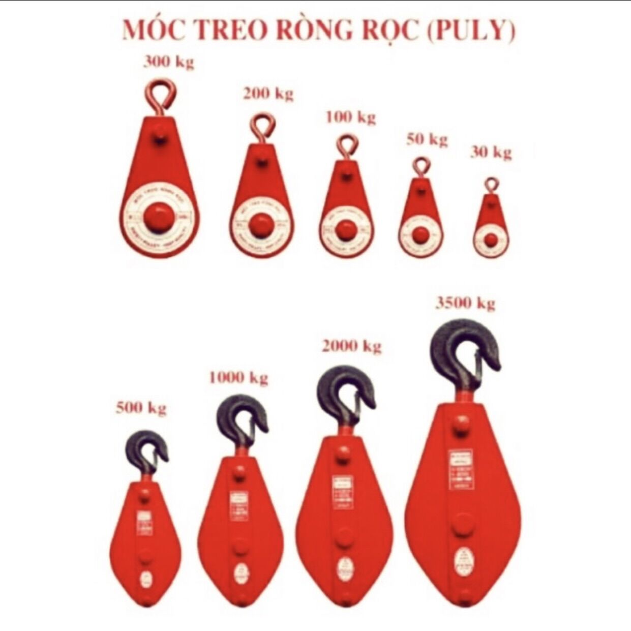 Ròng rọc treo cáp 30kg - 50kg - 100kg - 200kg - 300 kg - 500 kg - 1 tấn