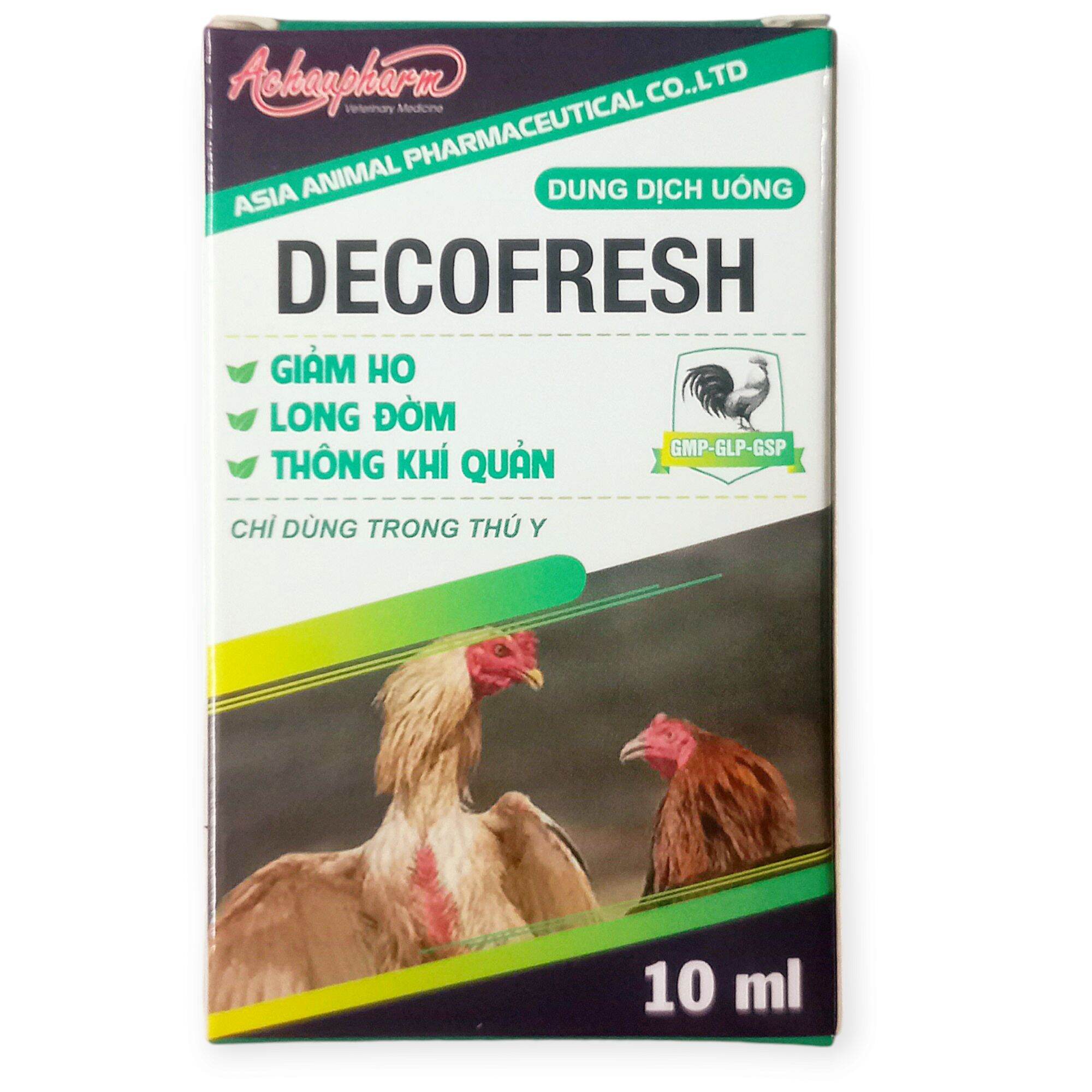 [Có kèm ống nhỏ] DECOFRESH Lọ 10ml Dung Dịch Nhỏ Uống Cho Gà Đá, Chim Cảnh Giảm Ho, Long Đờm, Thông Khí Quản