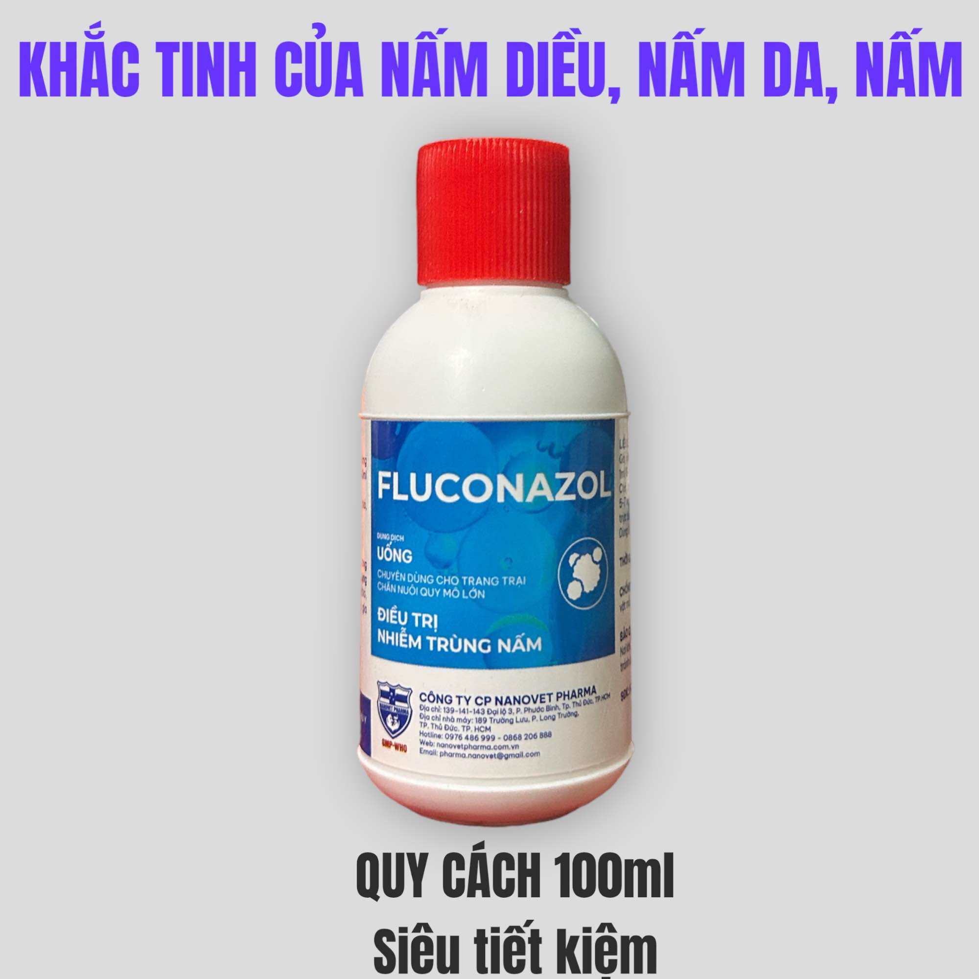 100ml Fluconazol dứt điểm nấm diều nấm phổi đẹn miệng gà đá chim cảnh