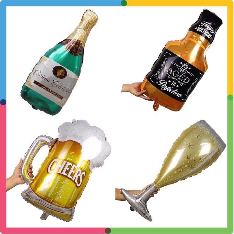 Bóng ly/ chai bia cỡ lớn 70cm trang trí sinh nhật, phòng cưới, party