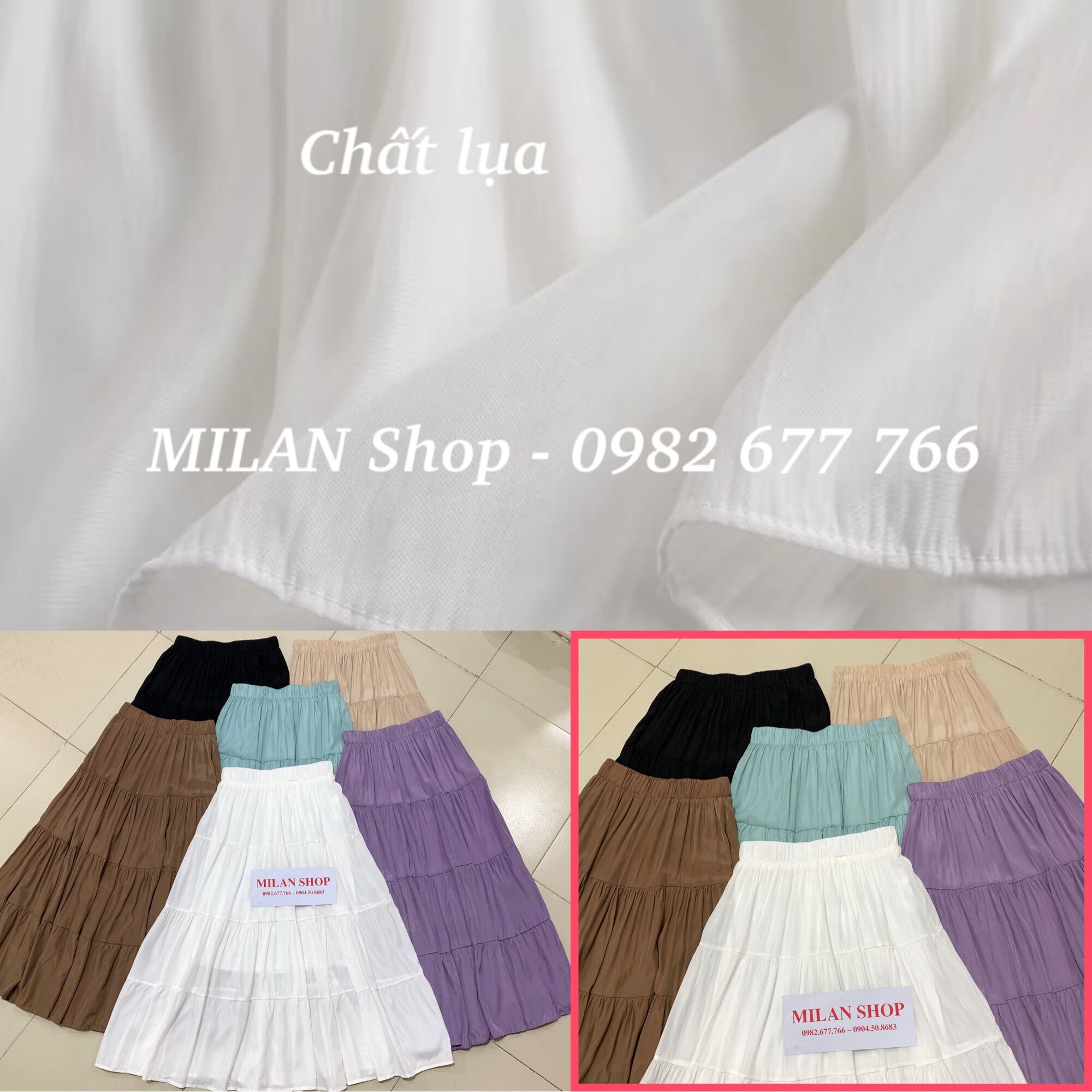 Chân váy lụa dài midi các kiểu Quảng Châu