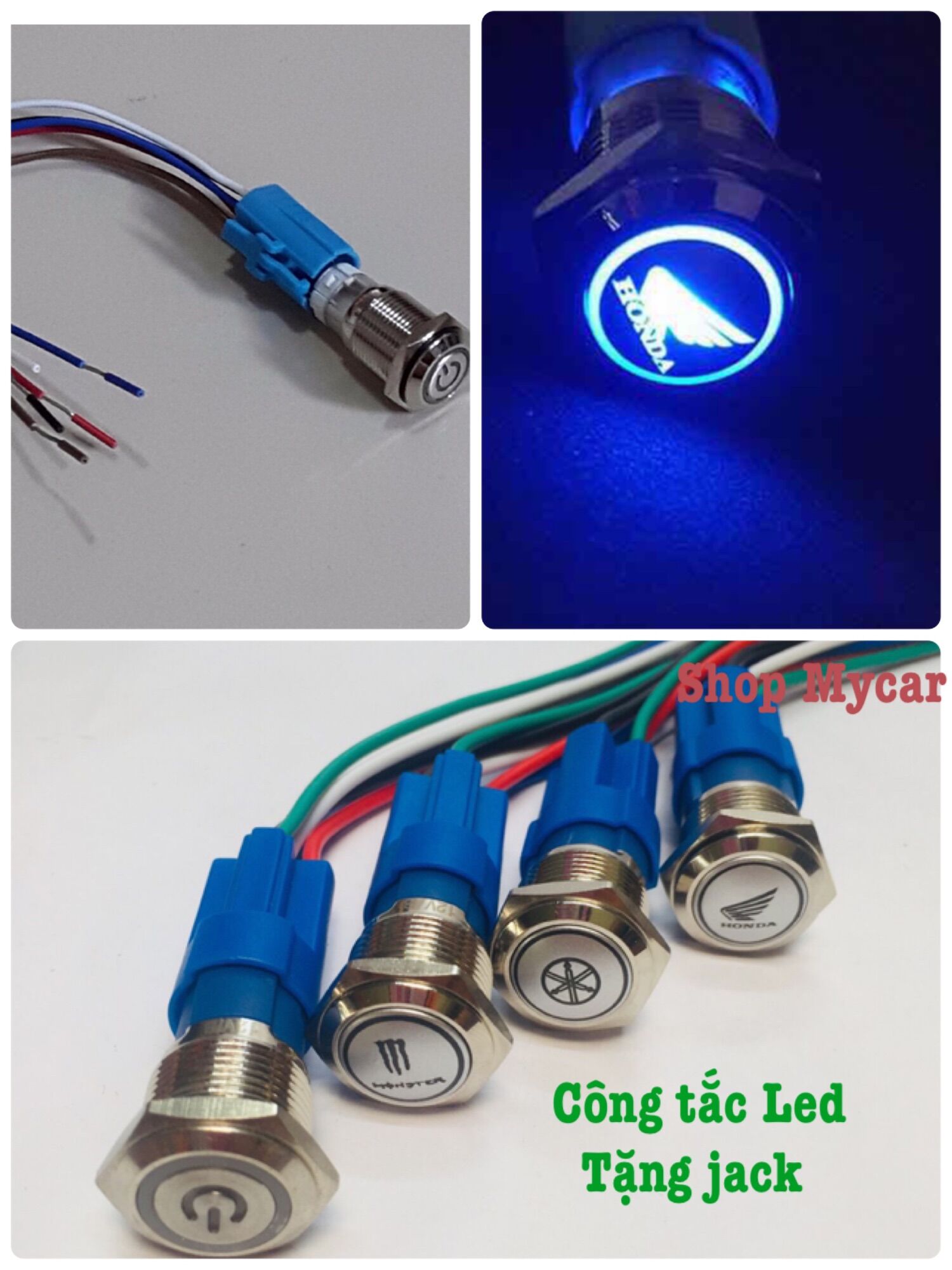 Công tắc Led, Độ đèn xe máy, Tặng jack