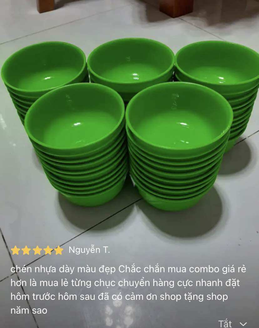 🪷Set 10 CHÉN CƠM NHỰA dẻo (rộng 11cm, Hình thật)