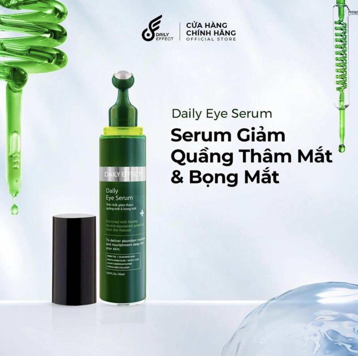 Serum giảm quầng thâm mắt và bọng mắt Daily Eye Serum 25ml hỗ trợ giúp dưỡng sáng, giảm quầng thâm và nếp nhăn quanh mắt