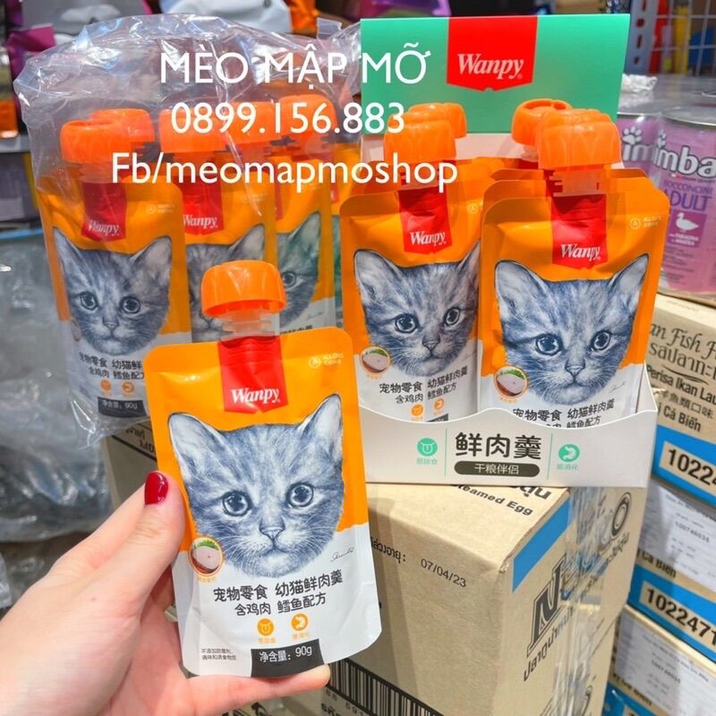 COMBO 8 gói pate nắp vặn wanpy 90g cho mèo