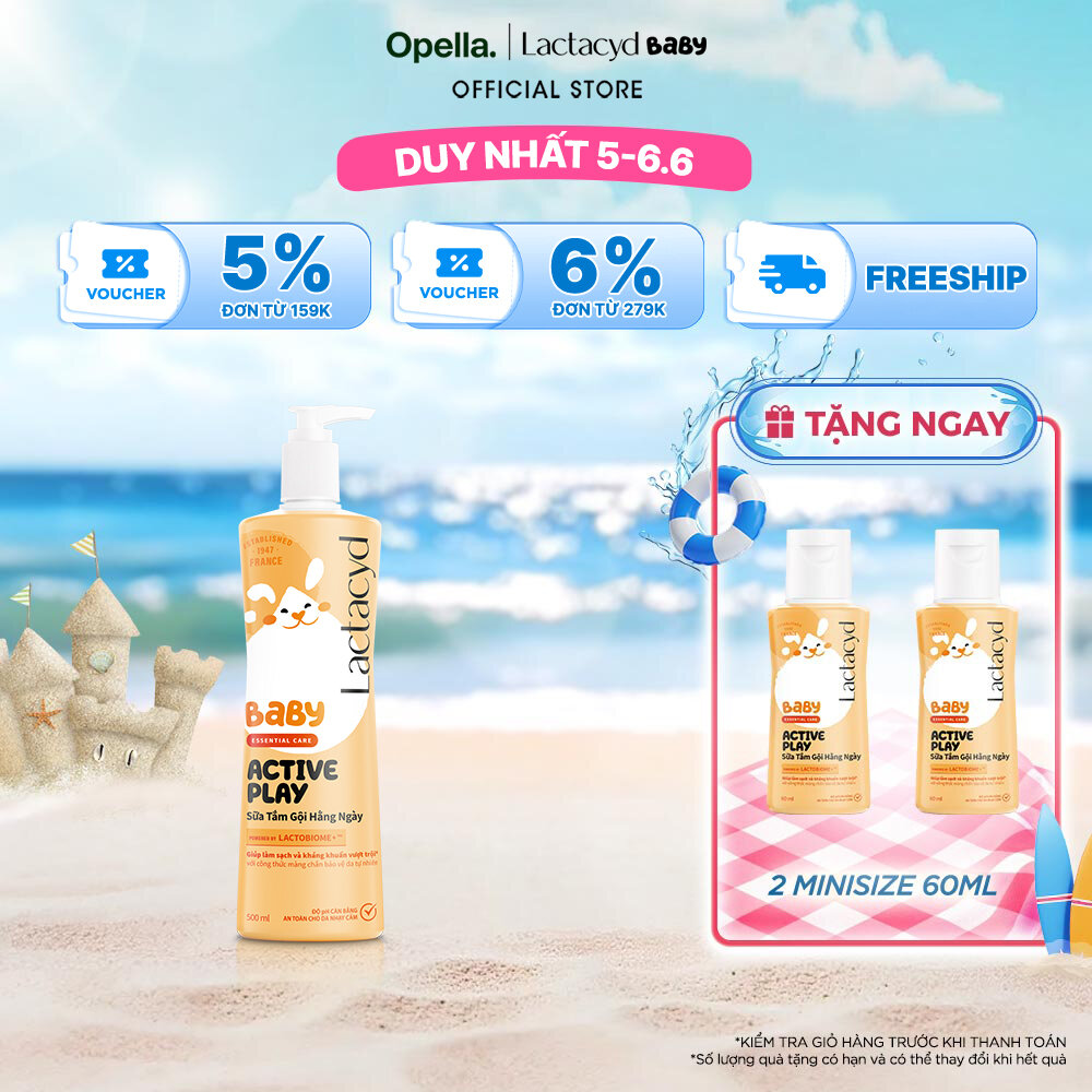 Sữa Tắm Gội Hằng Ngày Cho Bé Lactacyd Baby Active Play, Giúp Đề Kháng Da Và Bảo Vệ Bé Khỏi Vi Khuẩn 500ml