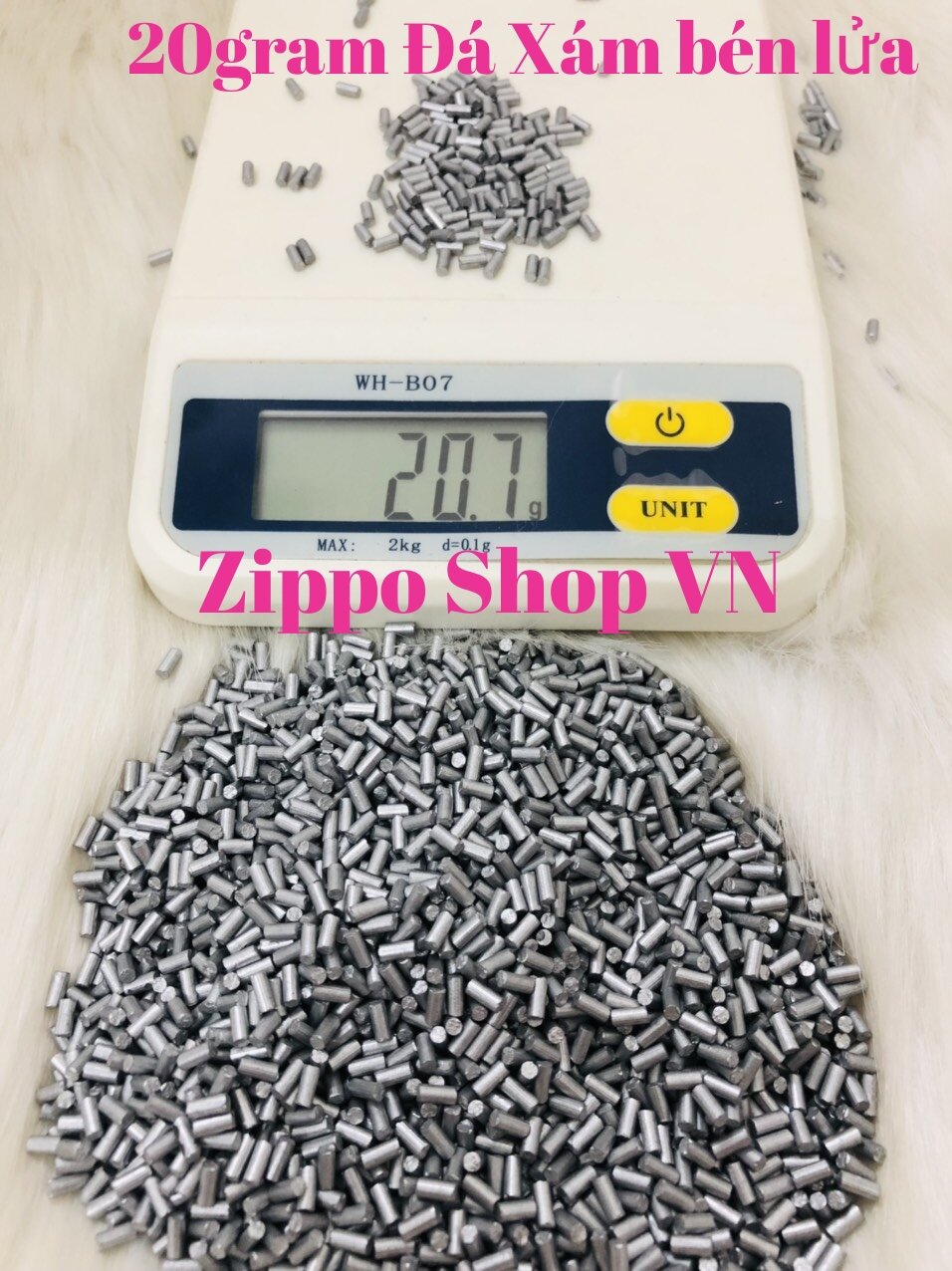 Đá Xám Zippo 20gram khoảng 135 viên, Đá Zippo dùng cho các loại bật lửa, đá mềm bén lửa