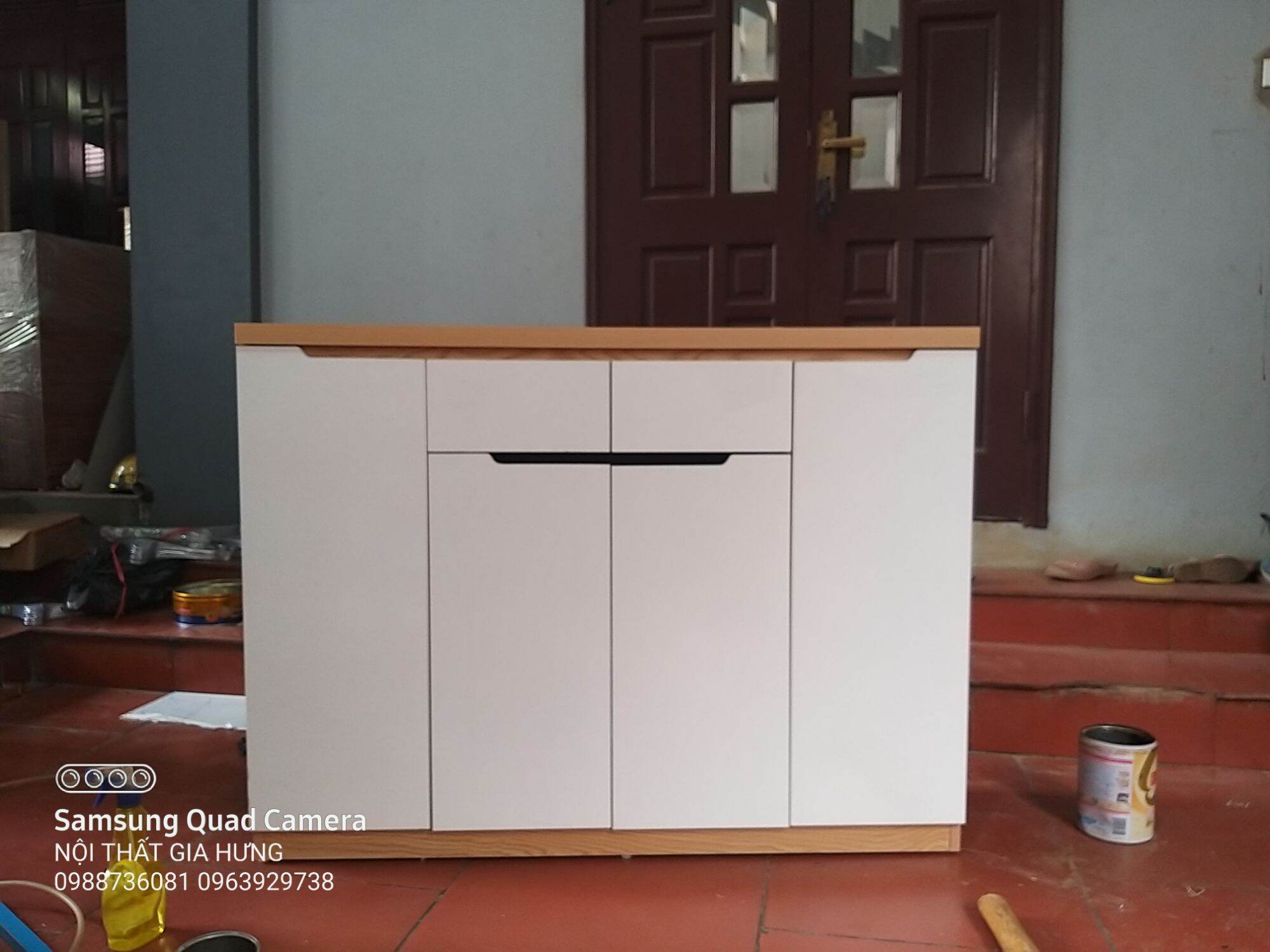 TỦ GIÀY 120x90x32 4 cánh 2 ngăn kéo