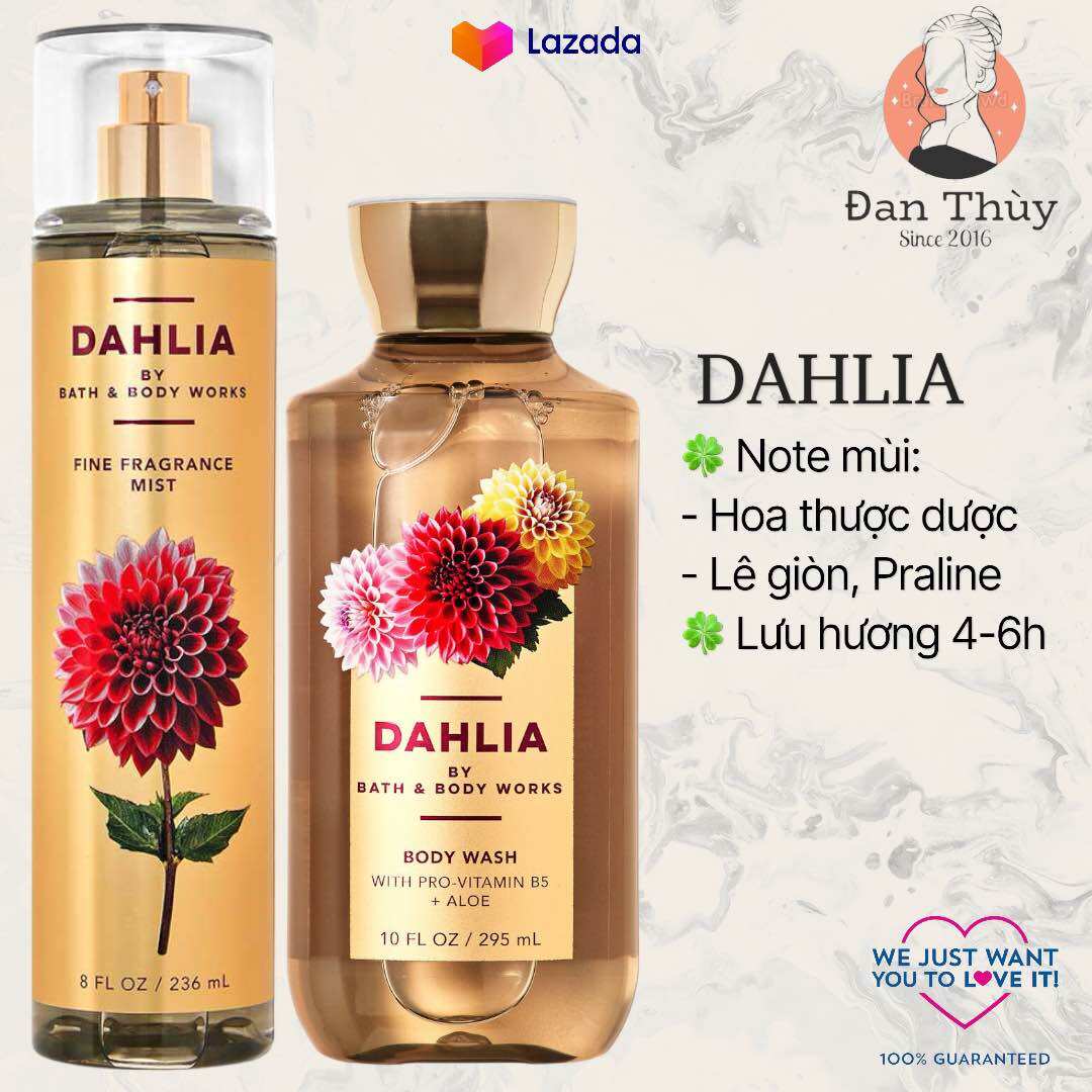 Dahlia xịt thơm tắm dưỡng bath & body works 236ml