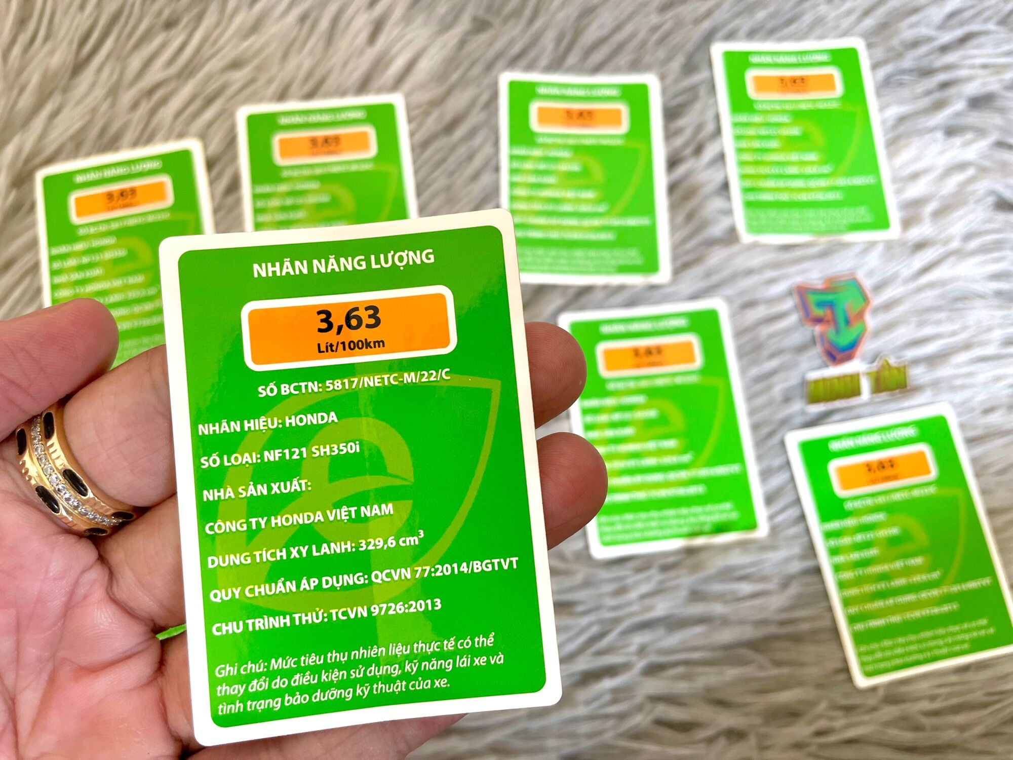 Tem năng lượng zin xanh Sh350i, hàng zin trần chuẩn nét