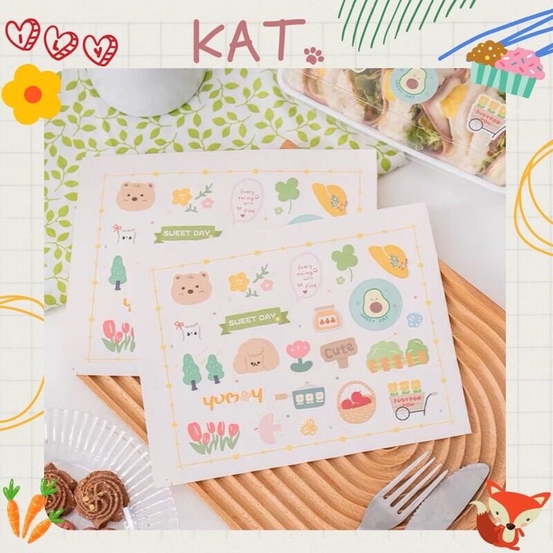 Tem dán sticker nhãn dán in hình dễ thương trang trí niêm phong bao bì hộp đựng bánh kẹo - kat official store