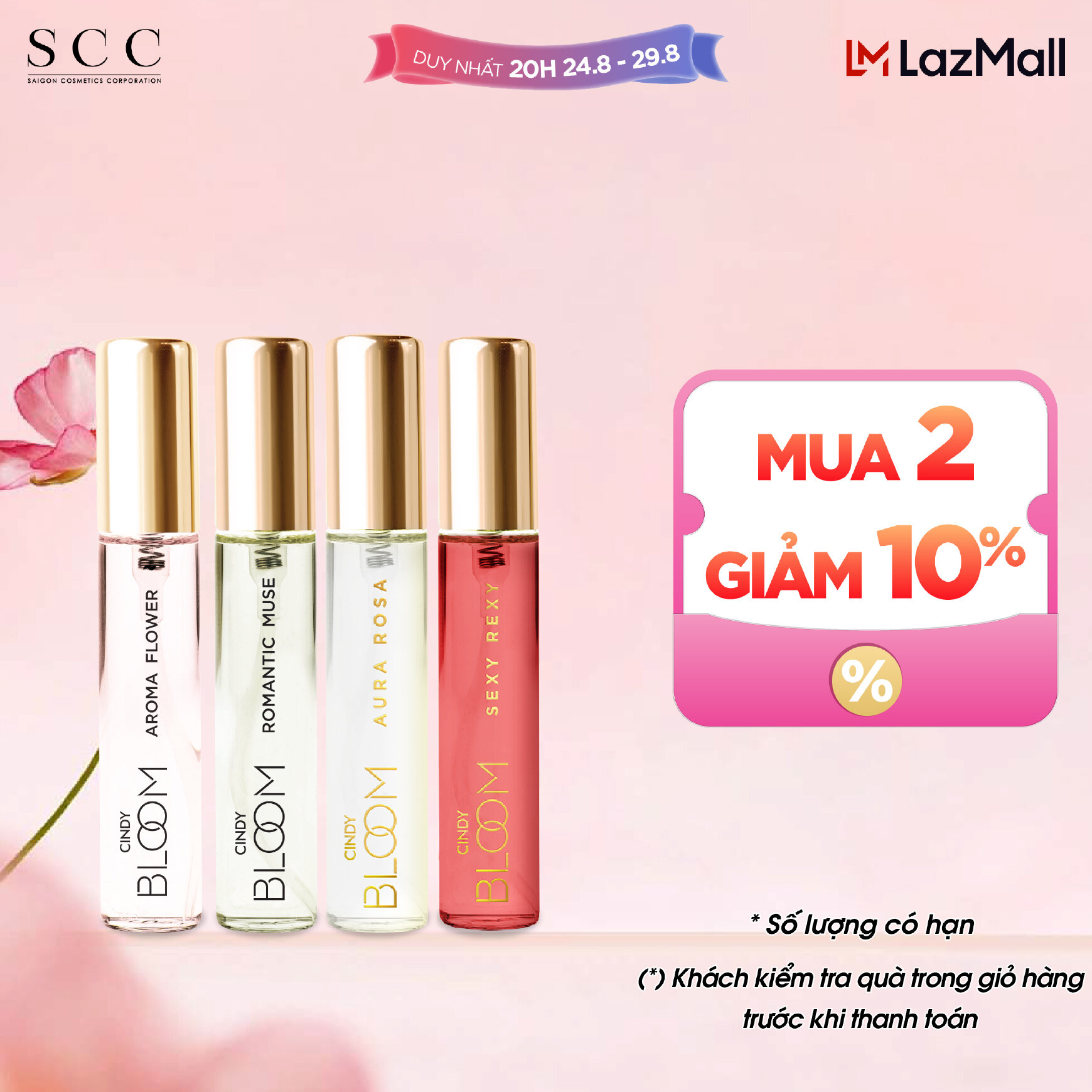 Combo 4 chai nước hoa nữ Cindy Bloom 10ml/chai chính hãng