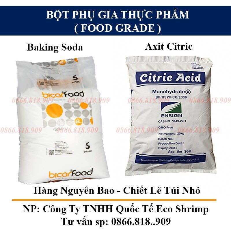 Combo 1kg baking soda + 1kg acid citric - phụ gia thực phẩm