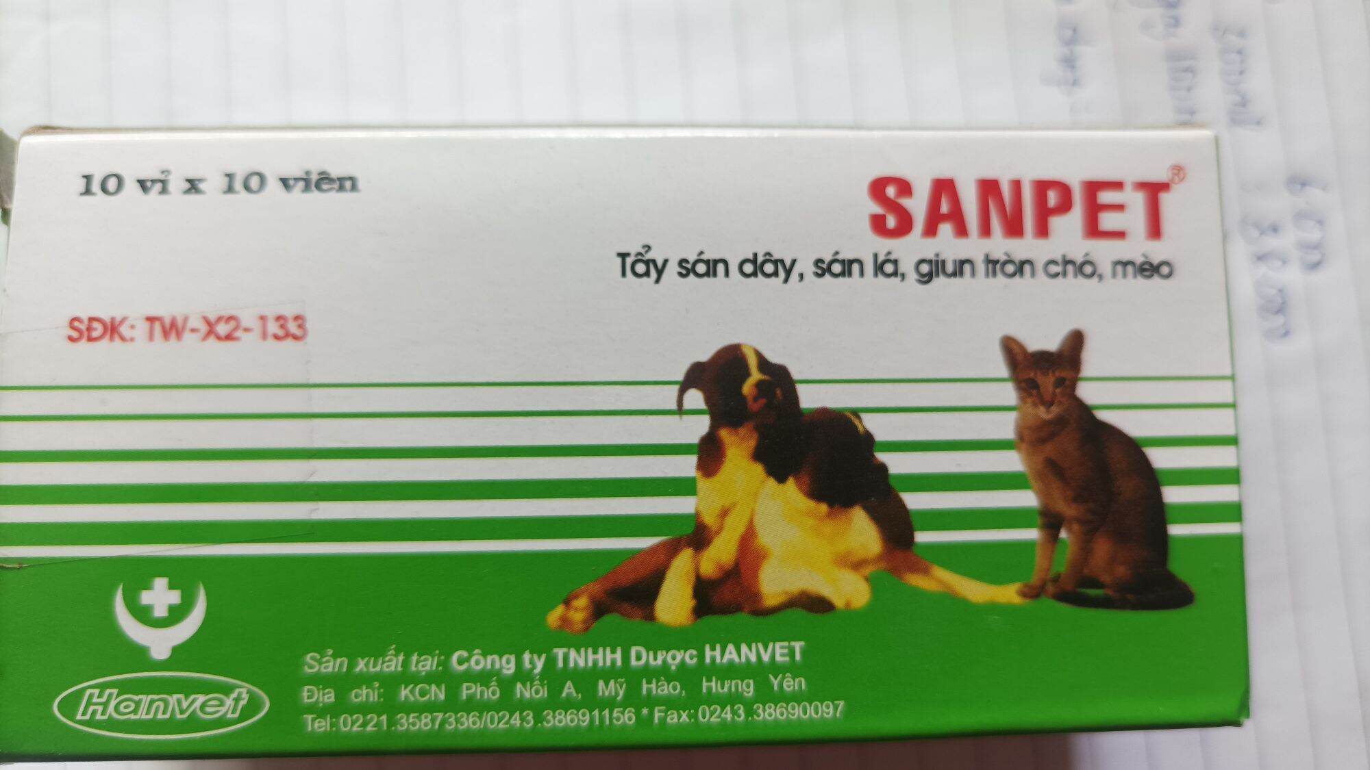 Sanpet - hỗ trợ tẩy giun sán chó mèo - 5 viên nén