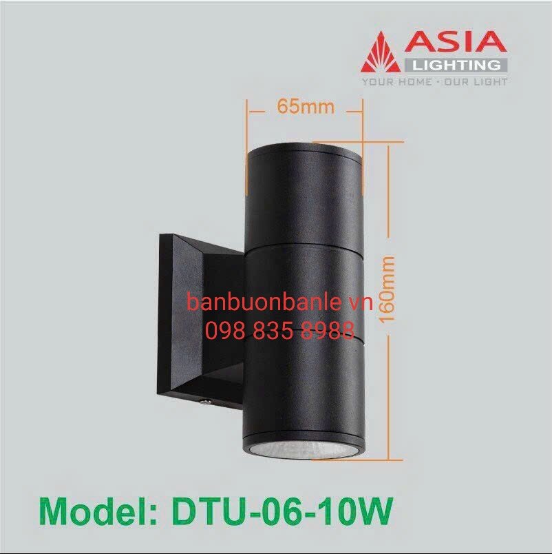 Đèn LED hắt tường  trang trí  2 đầu trụ Asia
