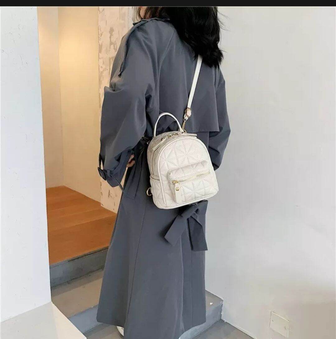 Balo mini Da mềm đi học đi chơi màu Đen Trắng Nude