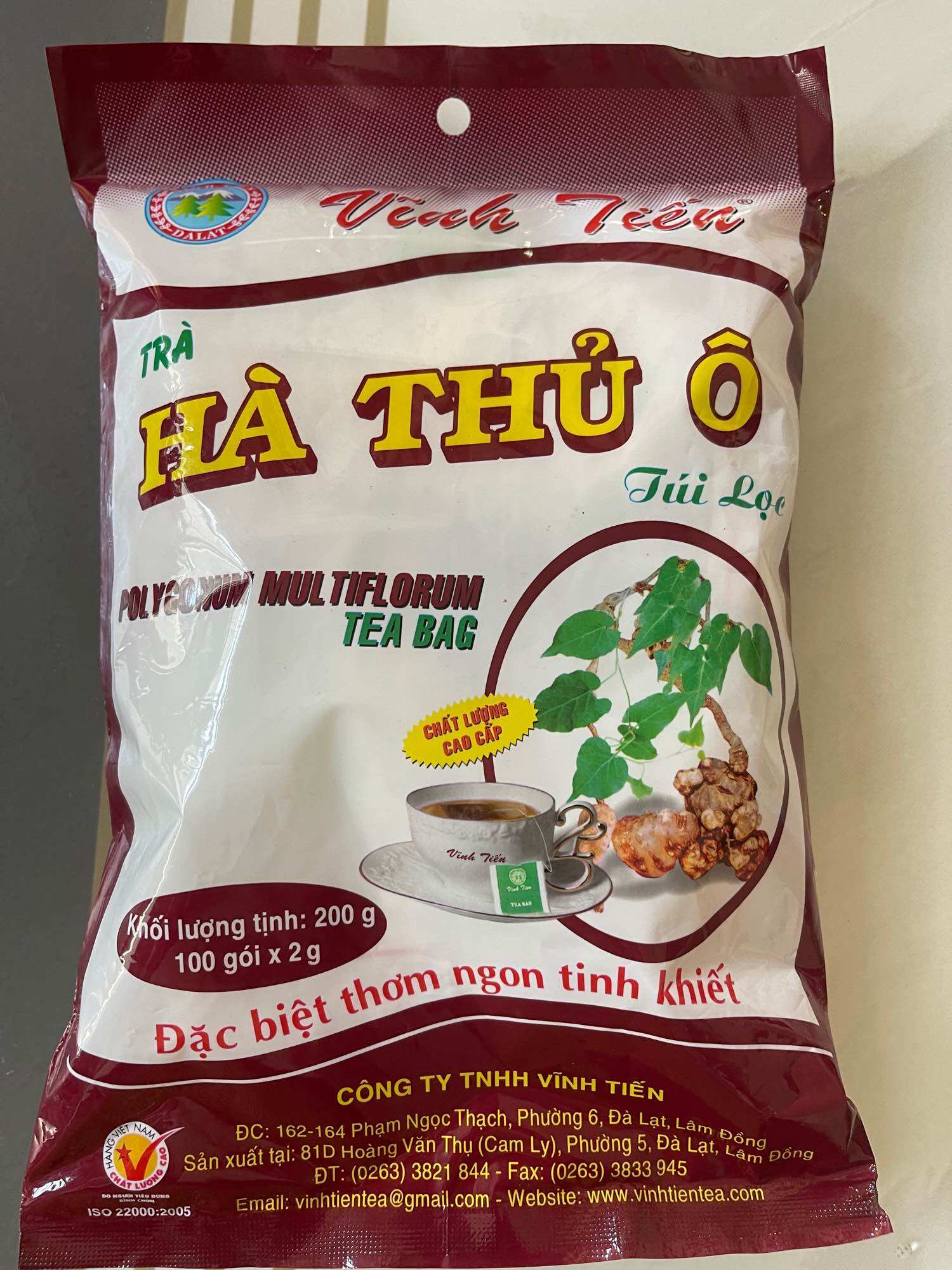 Trà Hà Thủ Ô Vĩnh Tiến Gói 100 Túi Lọc date 04/2025