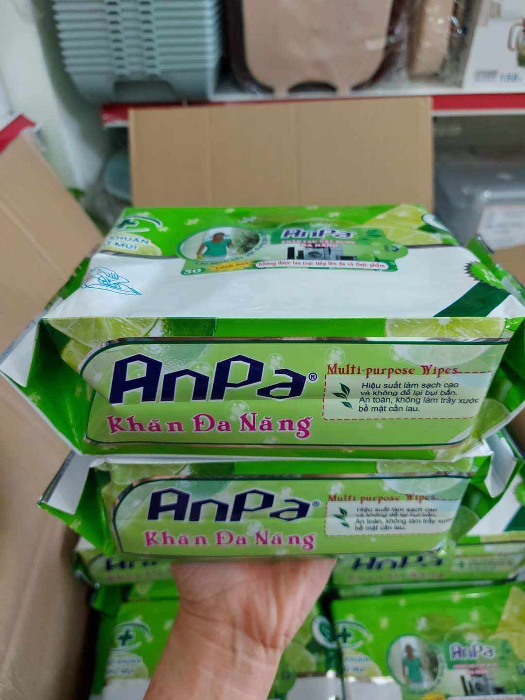Combo 5 gói khăn ướt lau bếp đa năng Anpa 1 bịch 50 miếng
