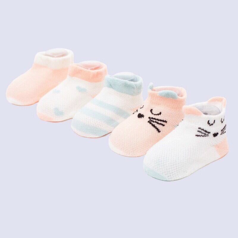 Set 5 đôi vớ mèo cho bé 0_6tháng