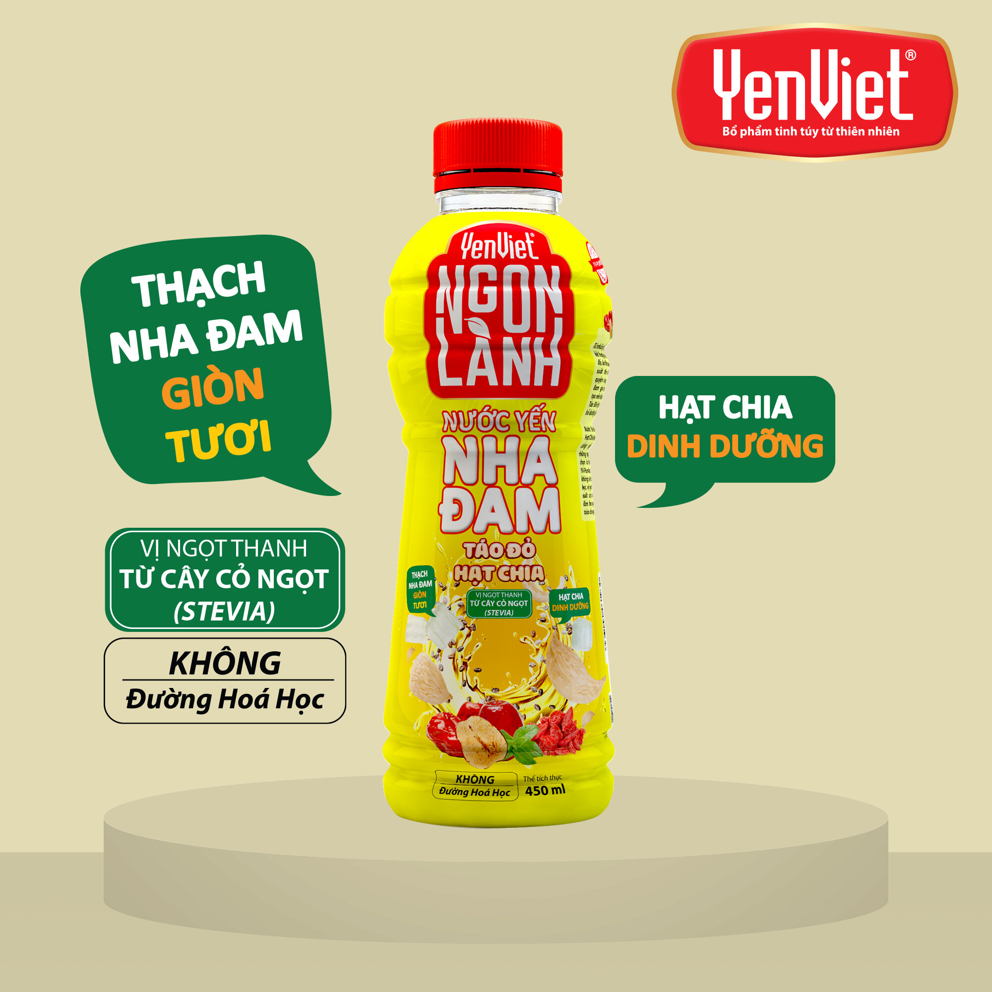 Nước yến nha đam vị táo đỏ hạt chia yến việt lốc 6 chai× 450ml