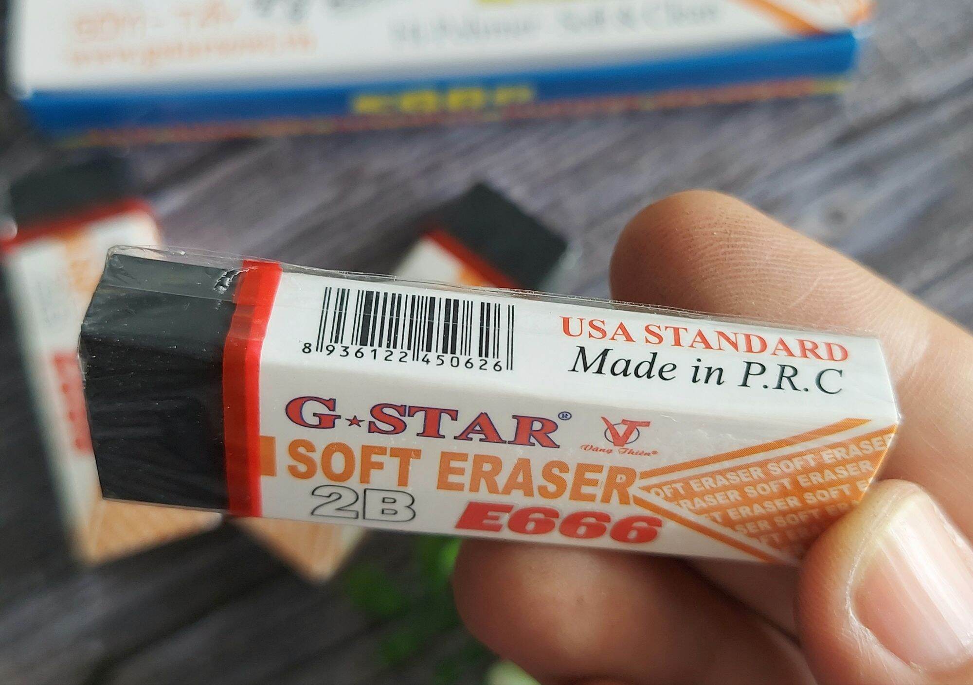 SET 5 GÔM BÚT CHÌ E666 TRẮNG HOẶC ĐEN