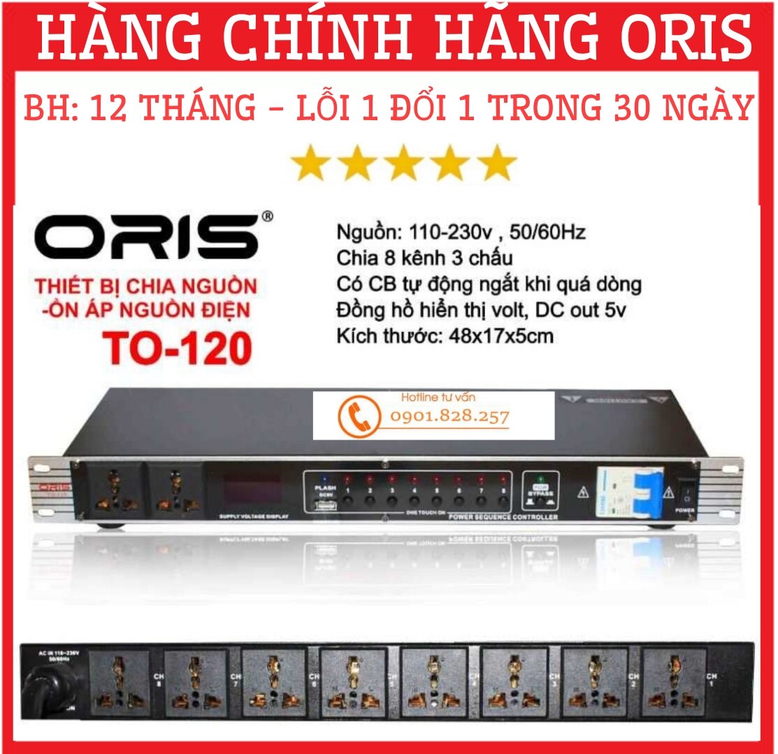 Bộ quản lý nguồn điện oris TO-120 10 cổng có cầu dao tự động ngắt khi chập điện bảo vệ dàn karaoke gia đình và sân khấu - oris TO120 - chia nguồn oris - quản lý nguồn -