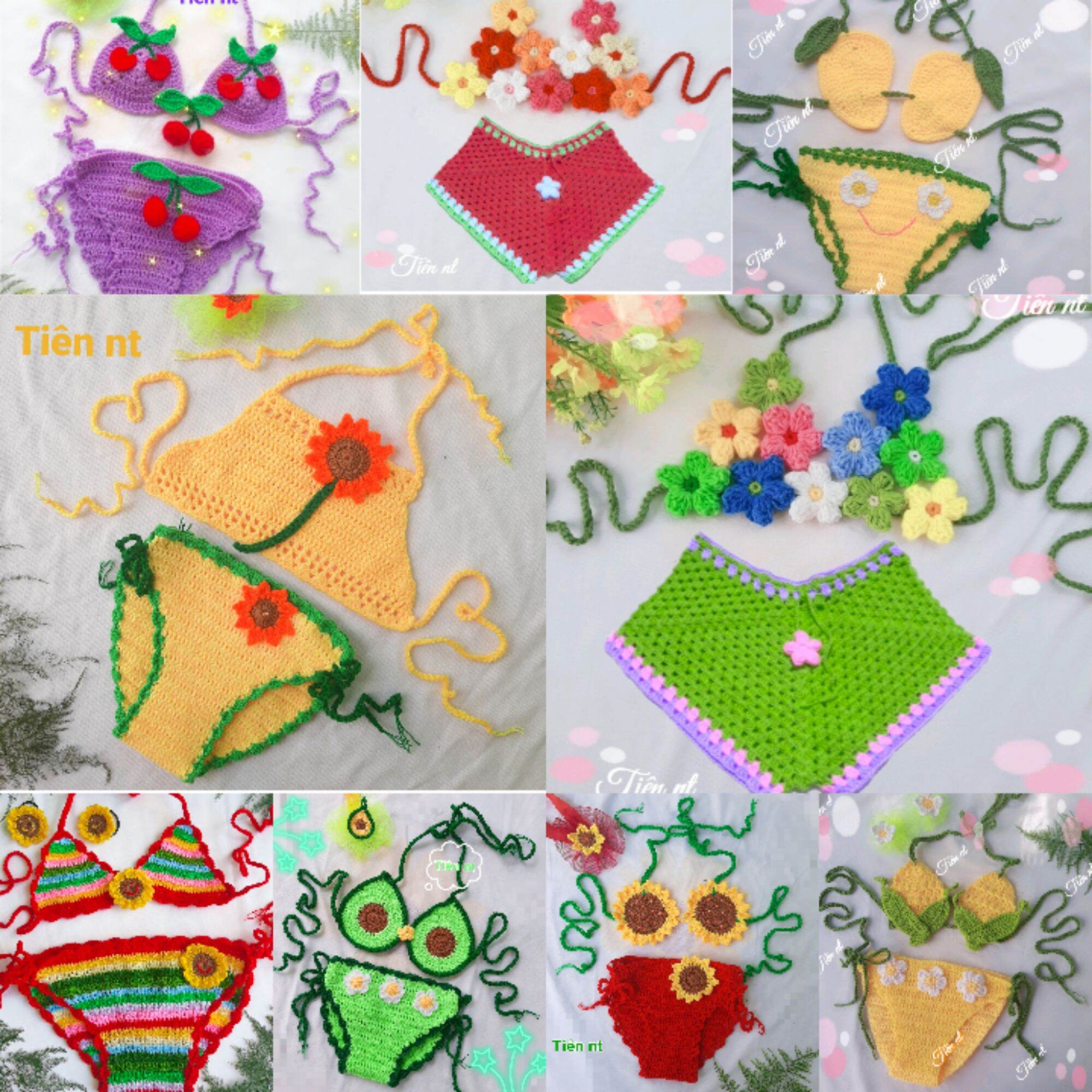 SHOP MỚI" đồ bơi bikini len dâu tây, bơ , chery , quả cam, trái bắp , cầu vồng , quả xoài , hoa hướng dương cho bé từ 5- 25kg nhiều mẫu nhiều màu