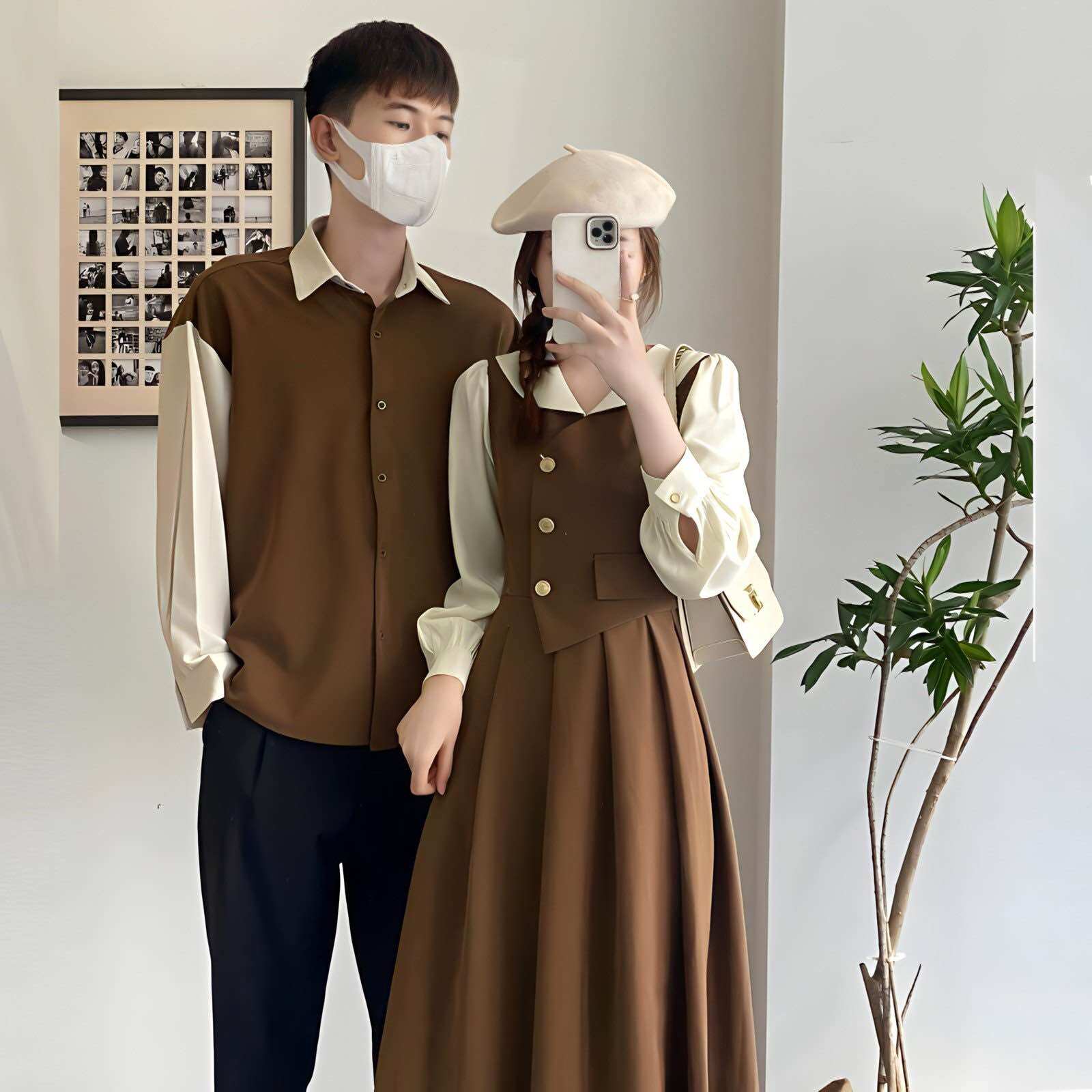 Kèm hình thật. Set couple hồng cổ bèo xinh xắn